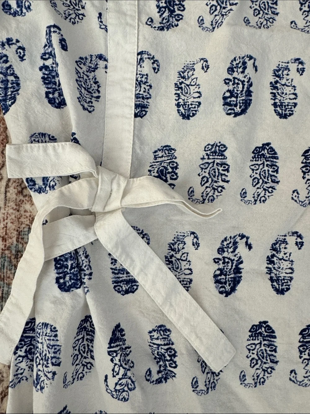Threshold 63” Royal Blue Paisley on White Tie-up Shade Curtain Panel